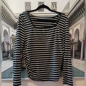 Black and White Striped Women's Top